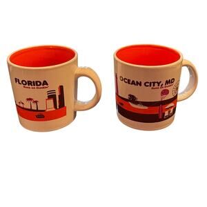 2 Dunkin Runs On Ceramic Coffee Mug Cups Florida Ocean City Maryland